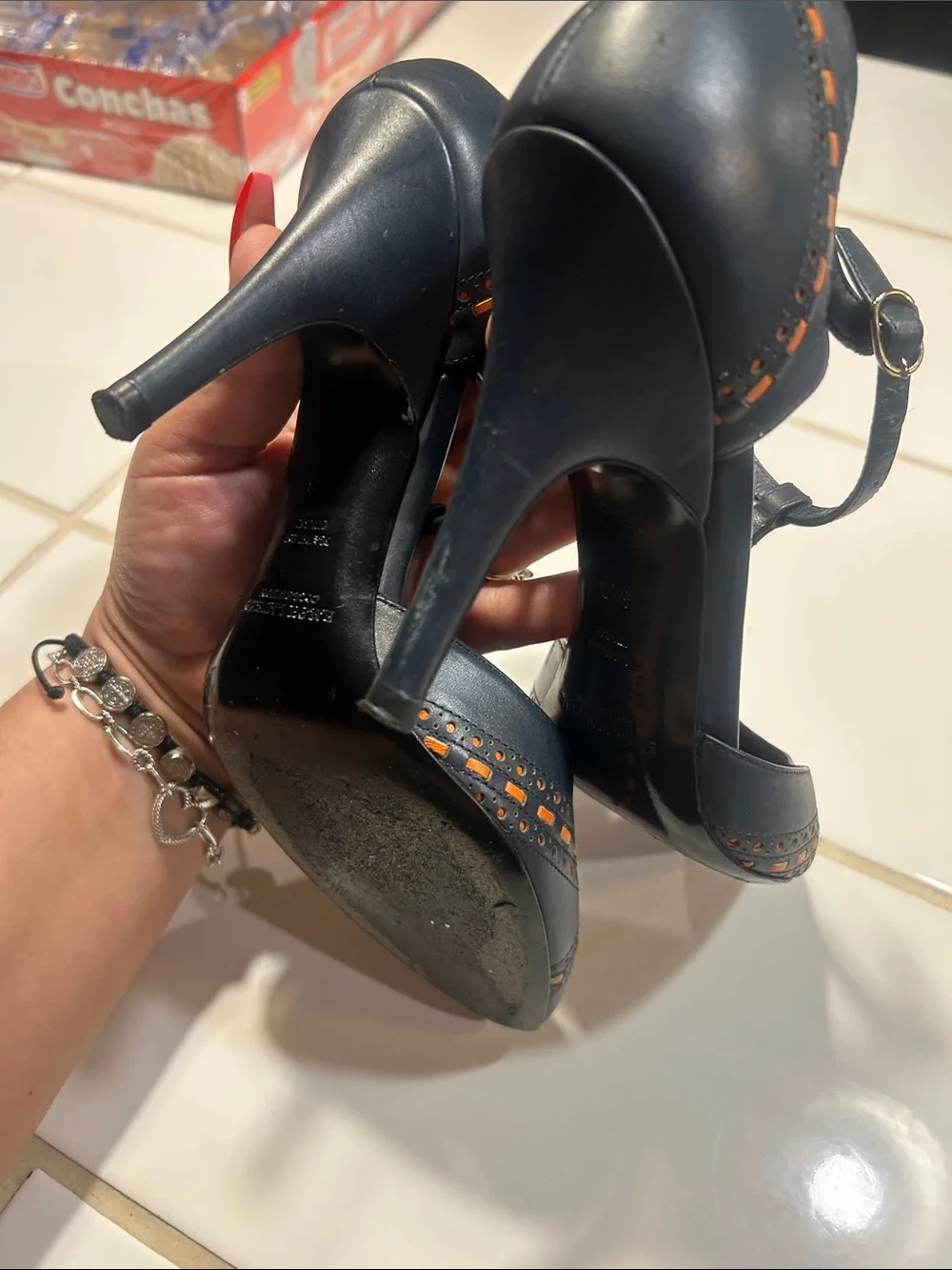 Ralph Lauren Collection Mary Jane Navy Seletto Pump size 6.5